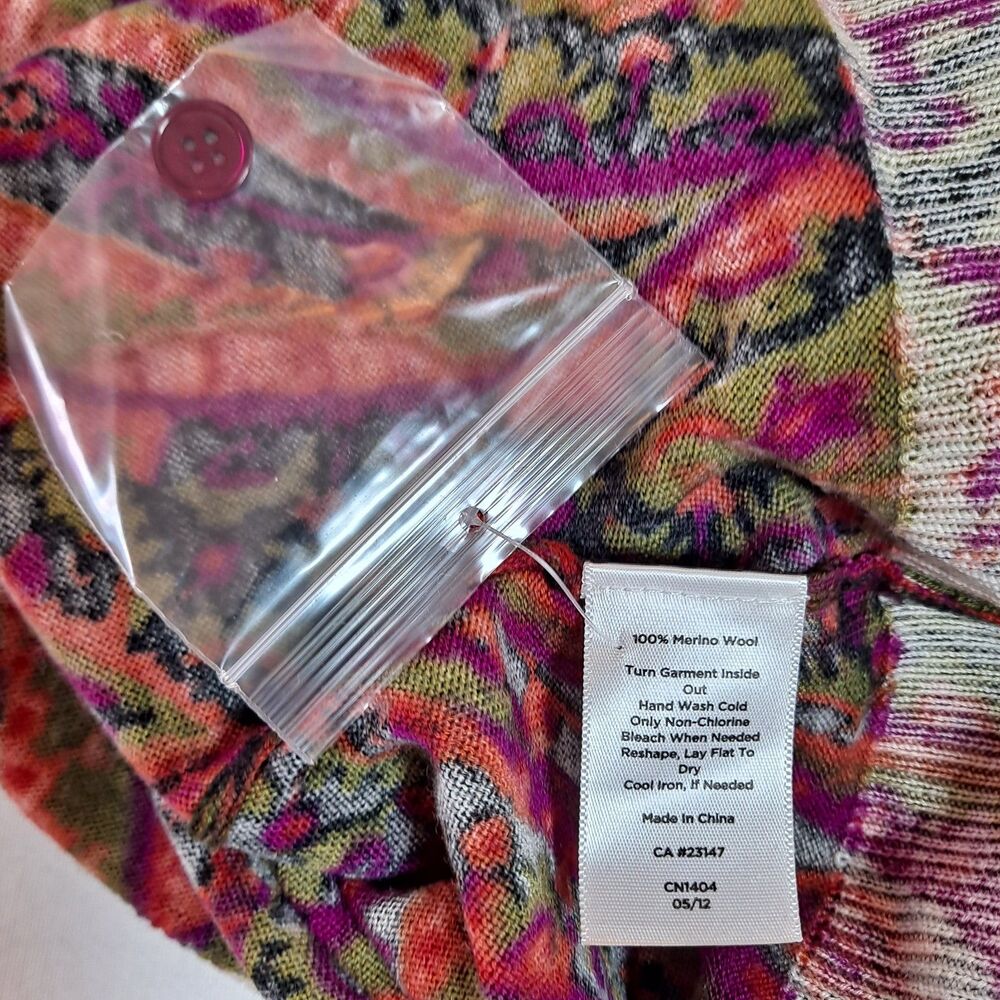 Talbots Women's Pure Merino Wool Sweater Cardigan Size S Paisley - Picture 3 of 7